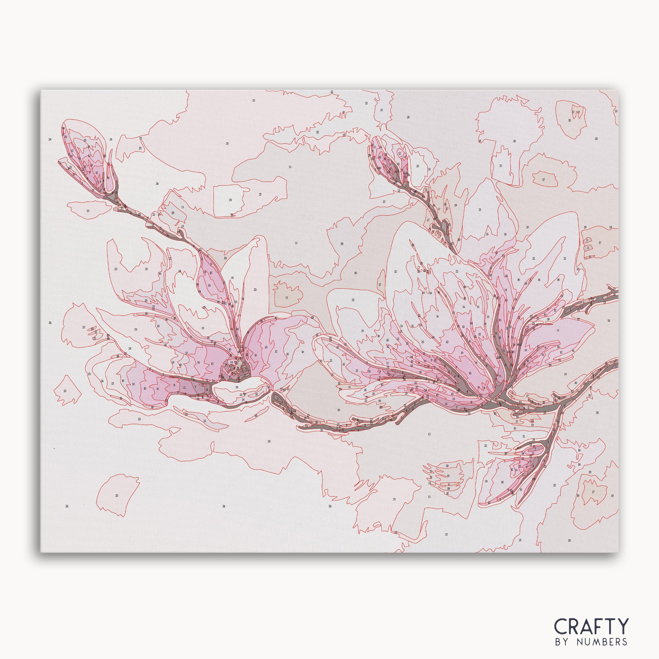 Magnolia Blossoms paint by number inspired by famous paintings with lush floral details and vibrant colors.