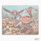 Sea Turtle Family paint by numbers inspired by famous paintings with vibrant colors and natural landscapes.