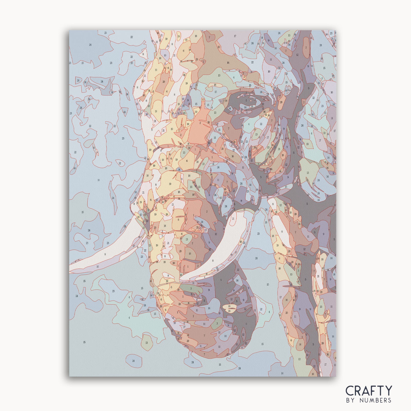 Detailed Impressionist Elephant paint by numbers design