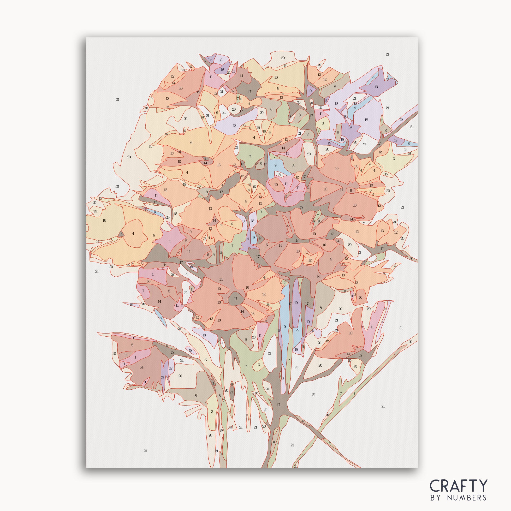 Watercolor Bouquet paint by number inspired by famous paintings featuring vibrant colors and delicate brushwork.