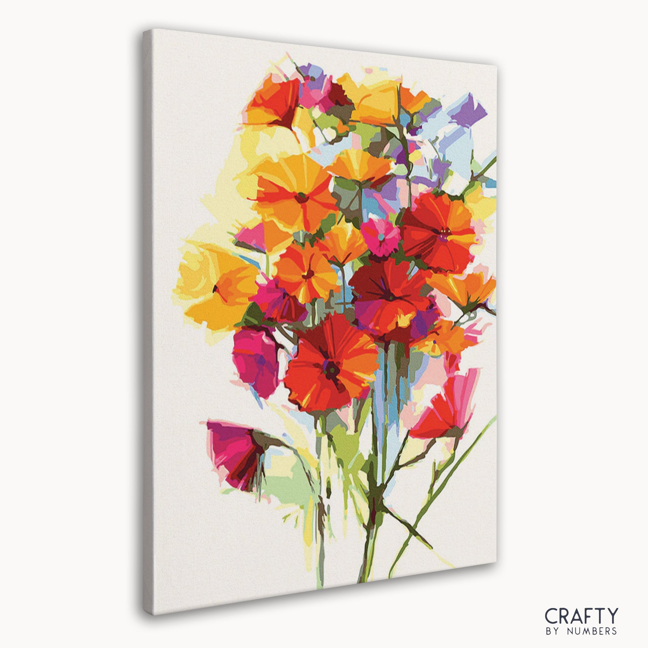 Detailed Watercolor Bouquet paint by number reflecting the style of vincent van gogh famous paintings with expressive strokes.