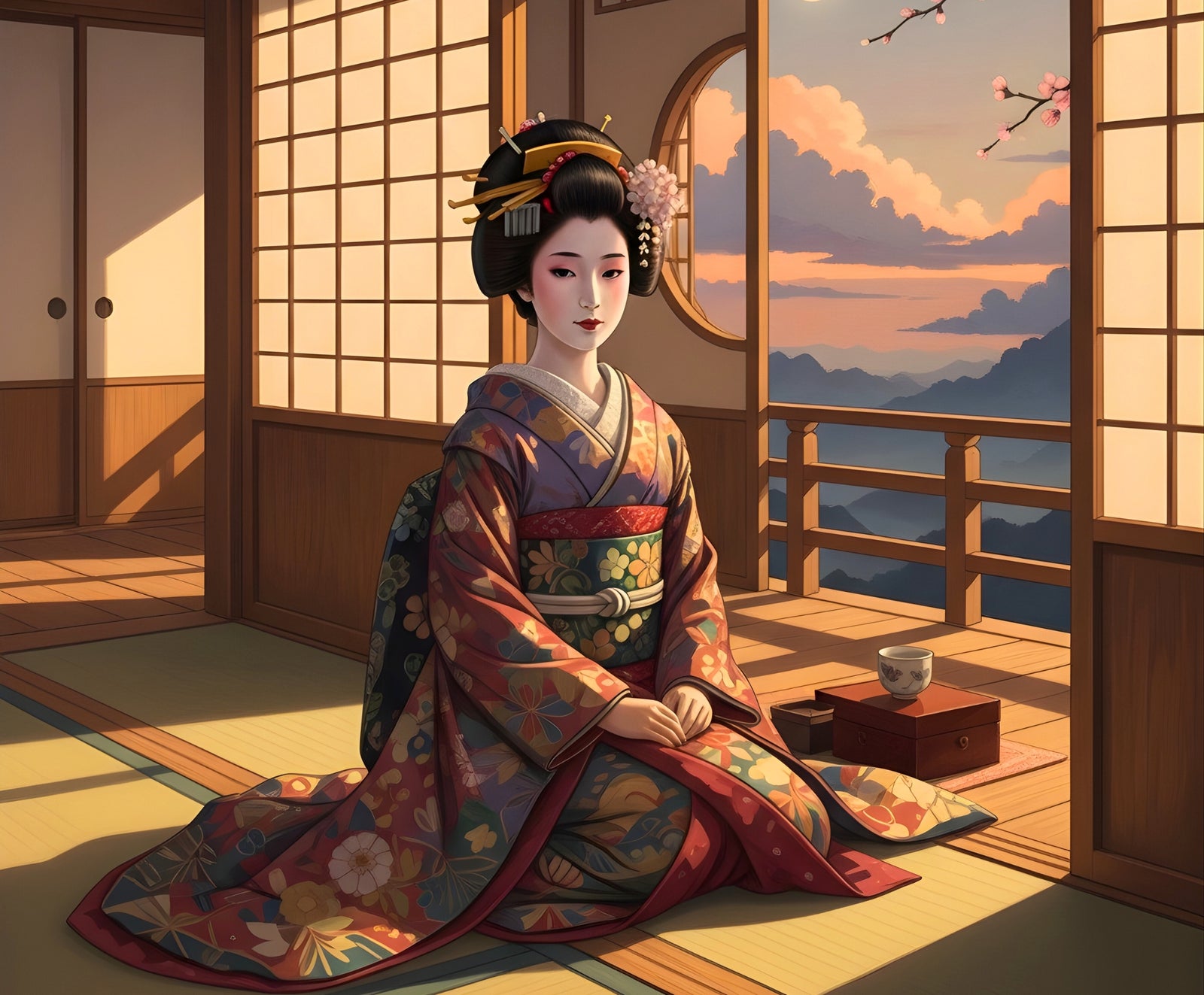 Grace of Kyoto paint by numbers artwork