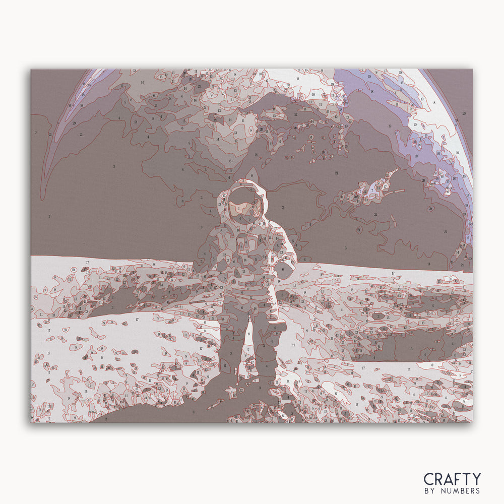 Walking on the Moon paint by number featuring a cosmic landscape, famous paintings, vincent van gogh famous paintings, most famous paintings, famous landscape paintings.