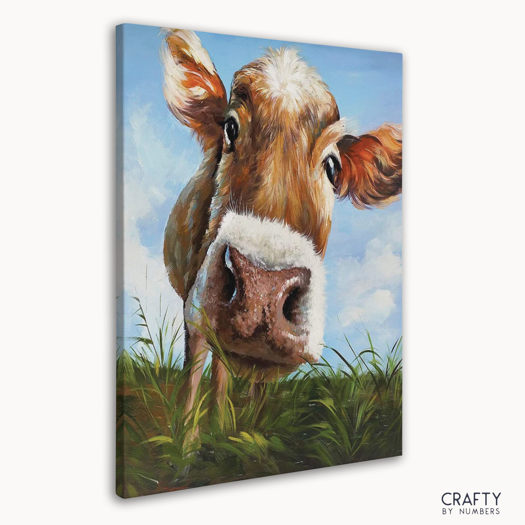 Adorable Cute Cow paint by number featuring elements reminiscent of most famous paintings and famous landscape paintings.