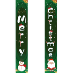 Two Christmas-themed bookmarks with decorative text and characters on a green background.