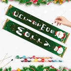 Christmas-themed banner with paint cans and brushes on a white background