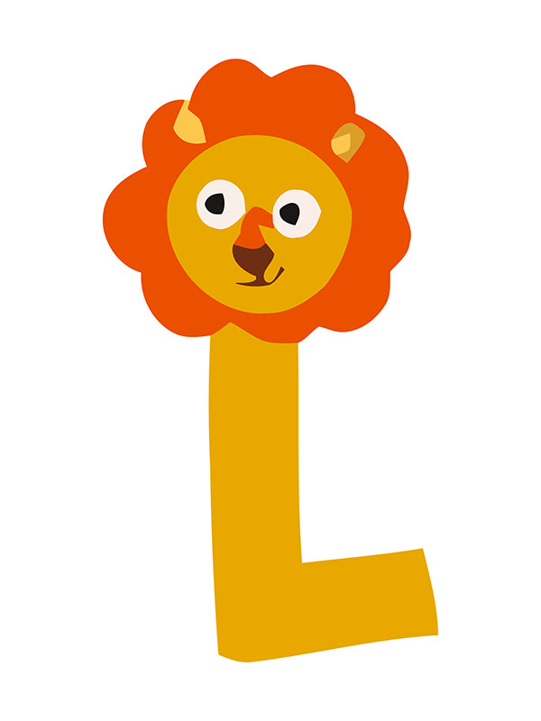 Letter 'L' with a lion's face on a white background