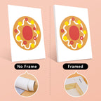 Comparison of a circular design on paper with and without a frame on a pink background.