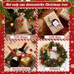 Collage of Christmas-themed gift bags, box, and decorations with festive text and border.