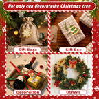 Collage of Christmas gift bags, box, and decorations with festive text and border.