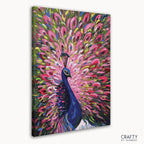 Beautiful colorful peacock standing proudly, capturing the essence of famous landscape paintings and famous artists paintings.