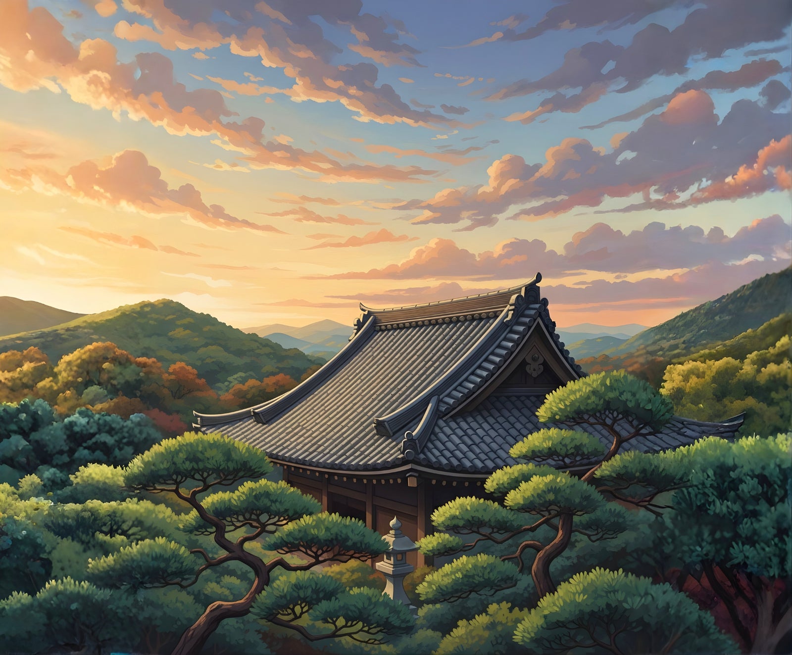 Temple of Tranquility paint by numbers artwork