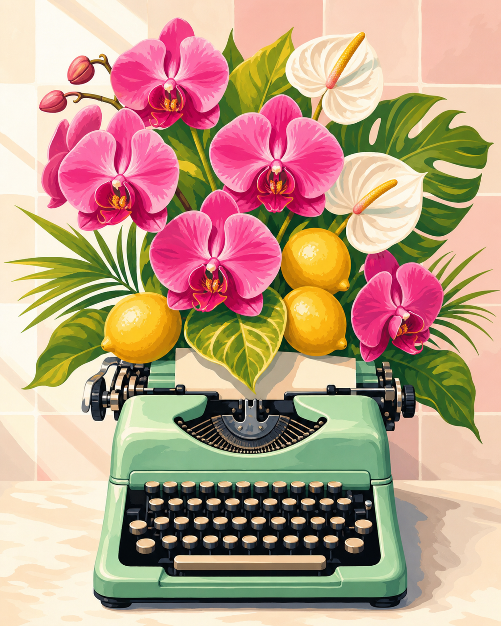 Machine à écrire florale