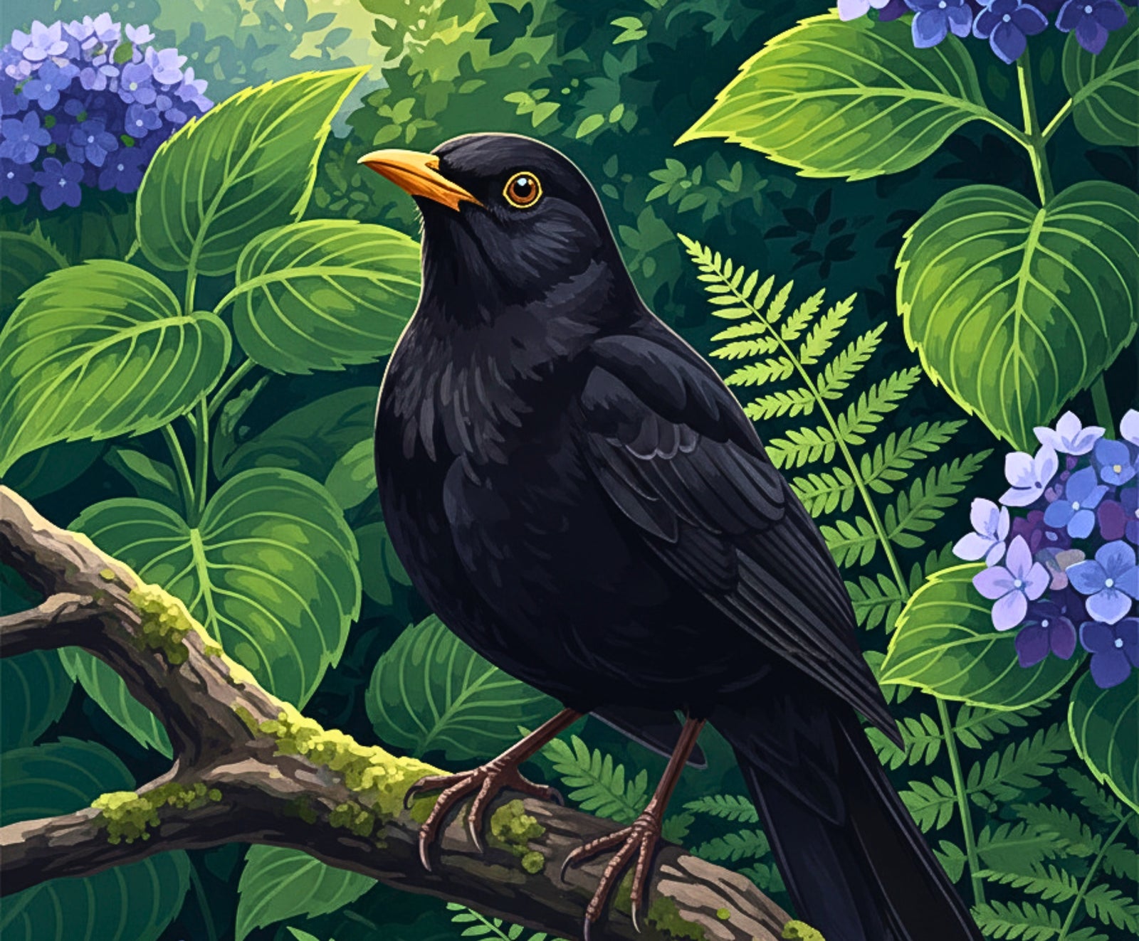 Midnight Garden Blackbird