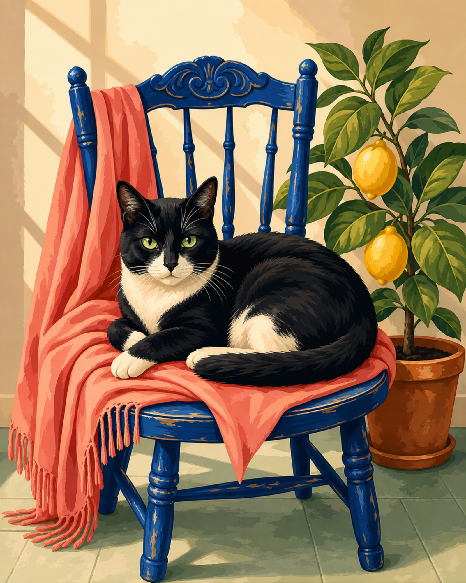 Acogedor gato de esmoquin