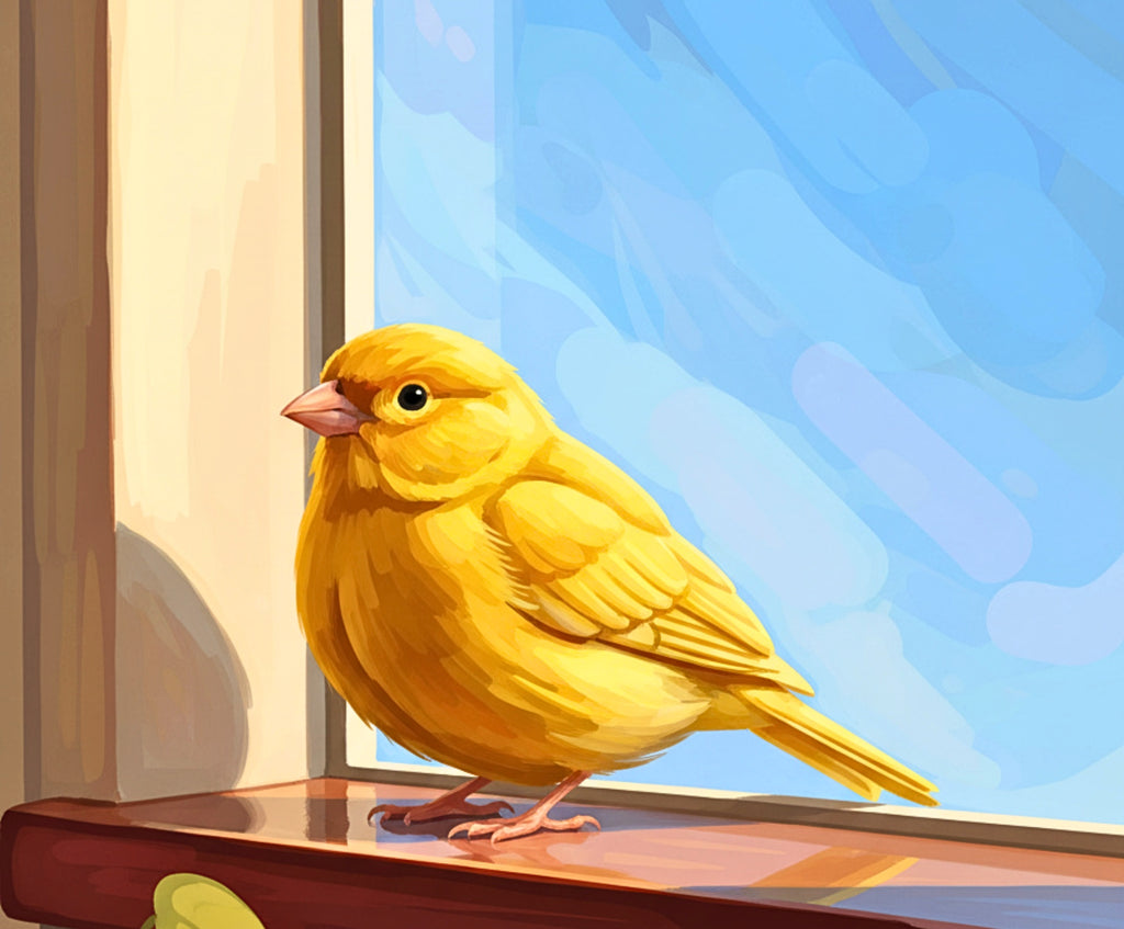Finished Golden Window Canary paint by numbers artwork