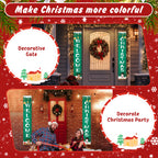 Decorative Christmas gate with 'Welcome' and 'Christmas' signs, suitable for front door and party decorations.