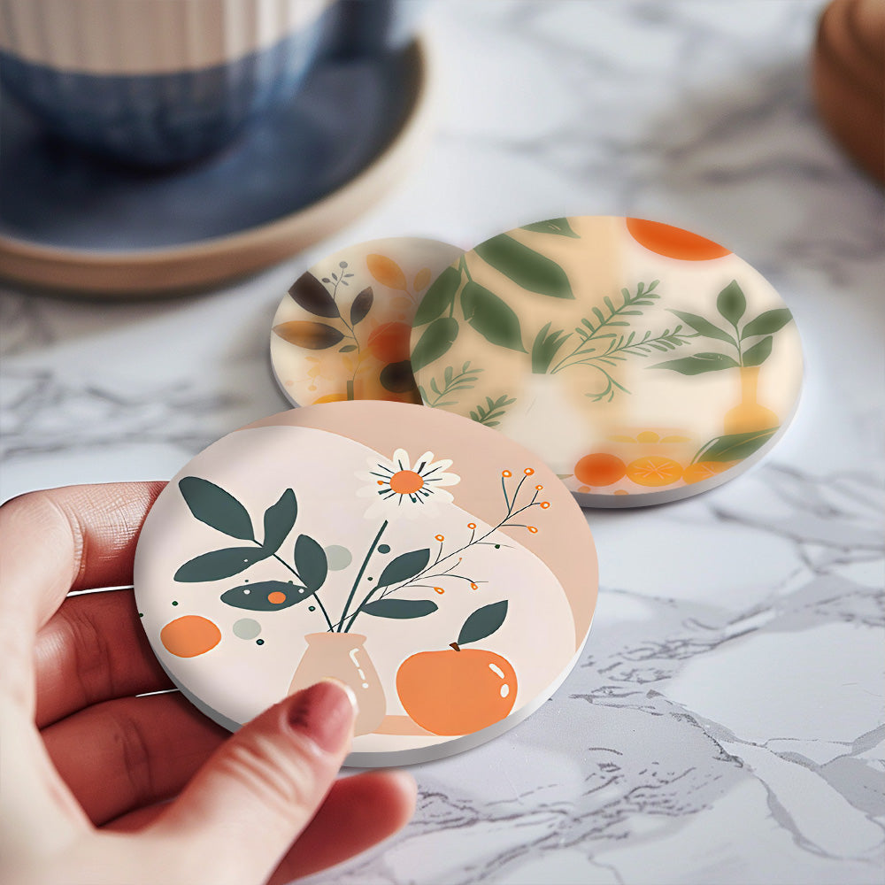 Pintura Earthy Elegance Coasters inspirada en pinturas famosas que capturan la esencia de las 10 pinturas más famosas de Picasso.