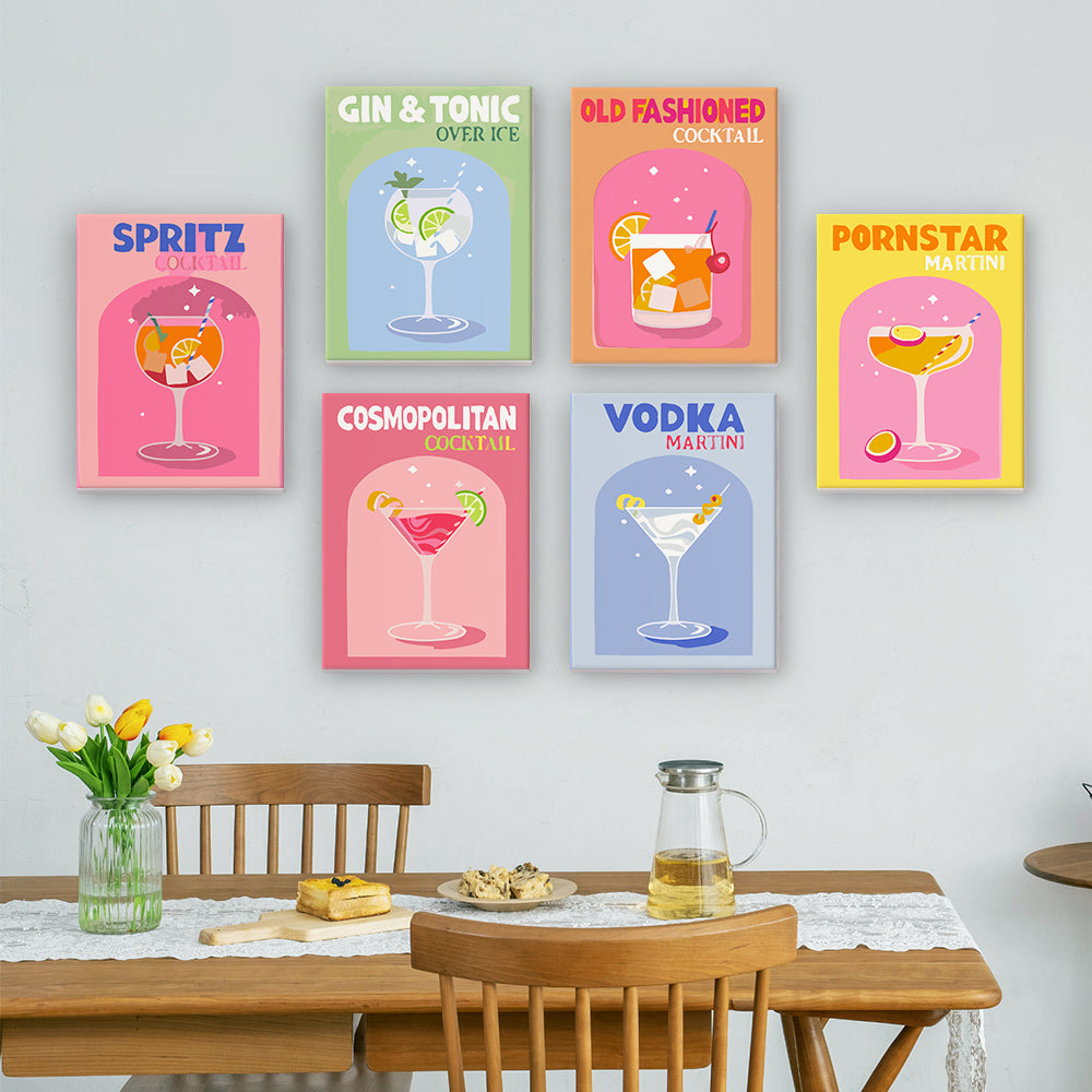 Small paint by numbers set with a whimsical cocktail image