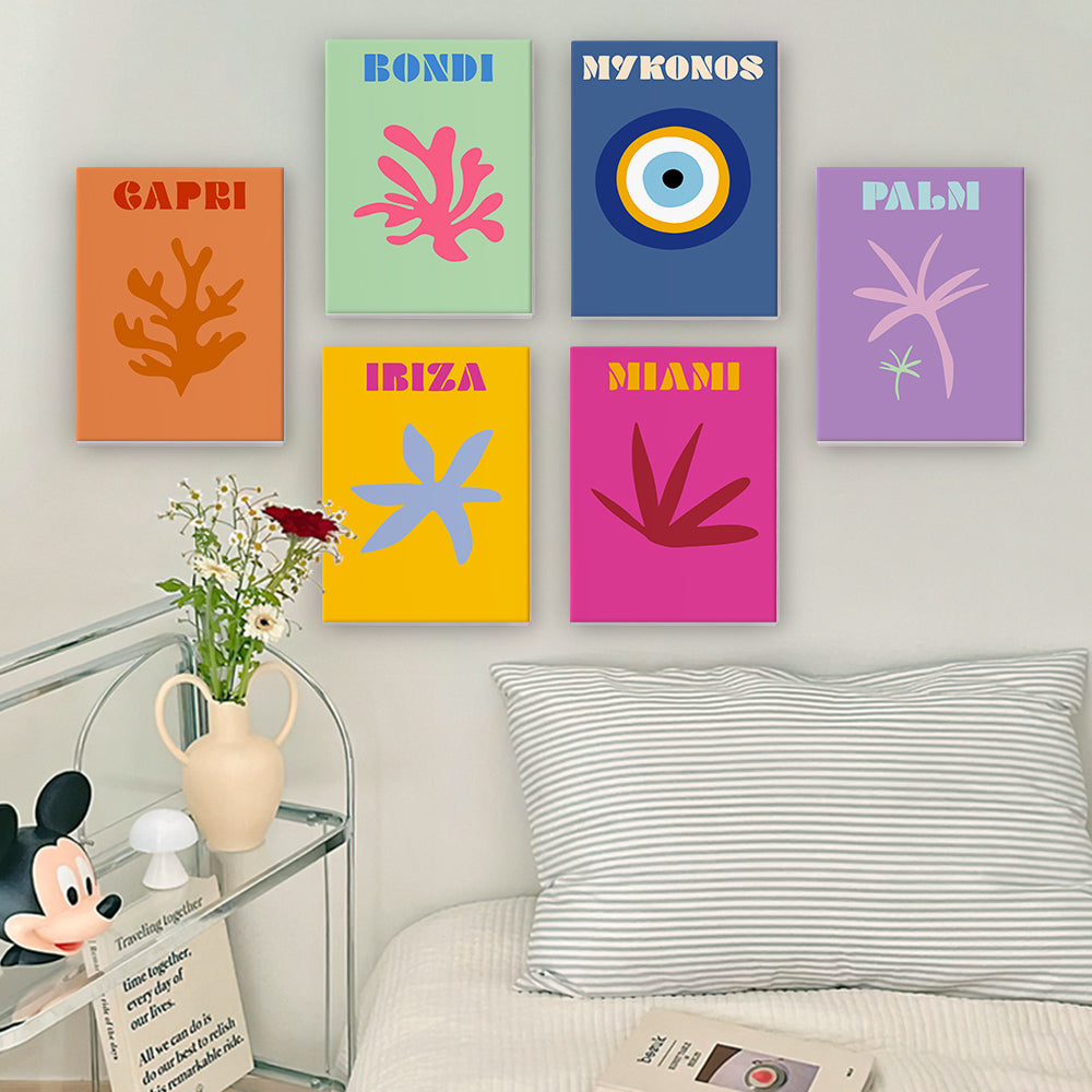 Artistic view of a Mini Escapes kit with partially painted canvas