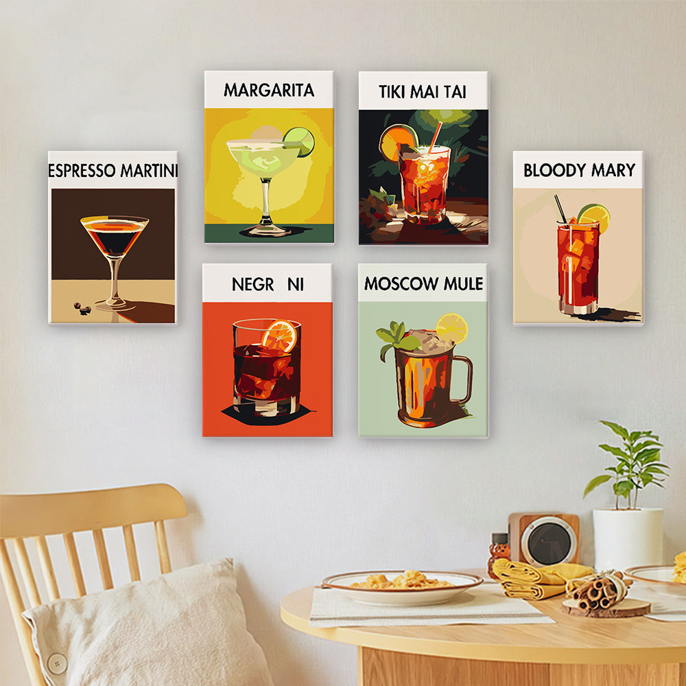 Mini Paint by Numbers canvas featuring Sip Happens illustration