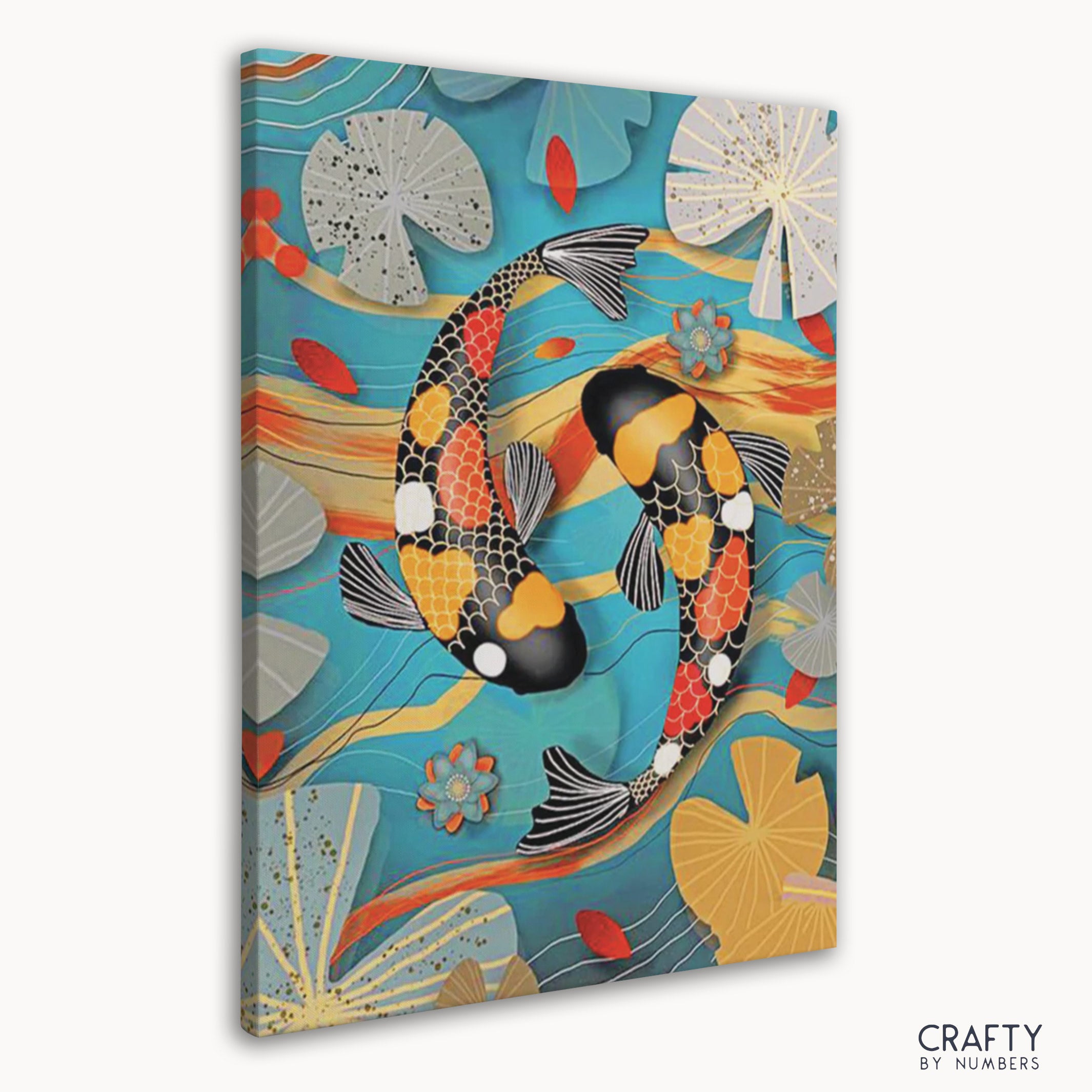 Detailed Sacred Fish Tai paint by number featuring vibrant colors like vincent van gogh famous paintings.