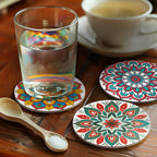 Painting Mandala Magic Coasters with colors and design inspired by picasso most famous paintings.