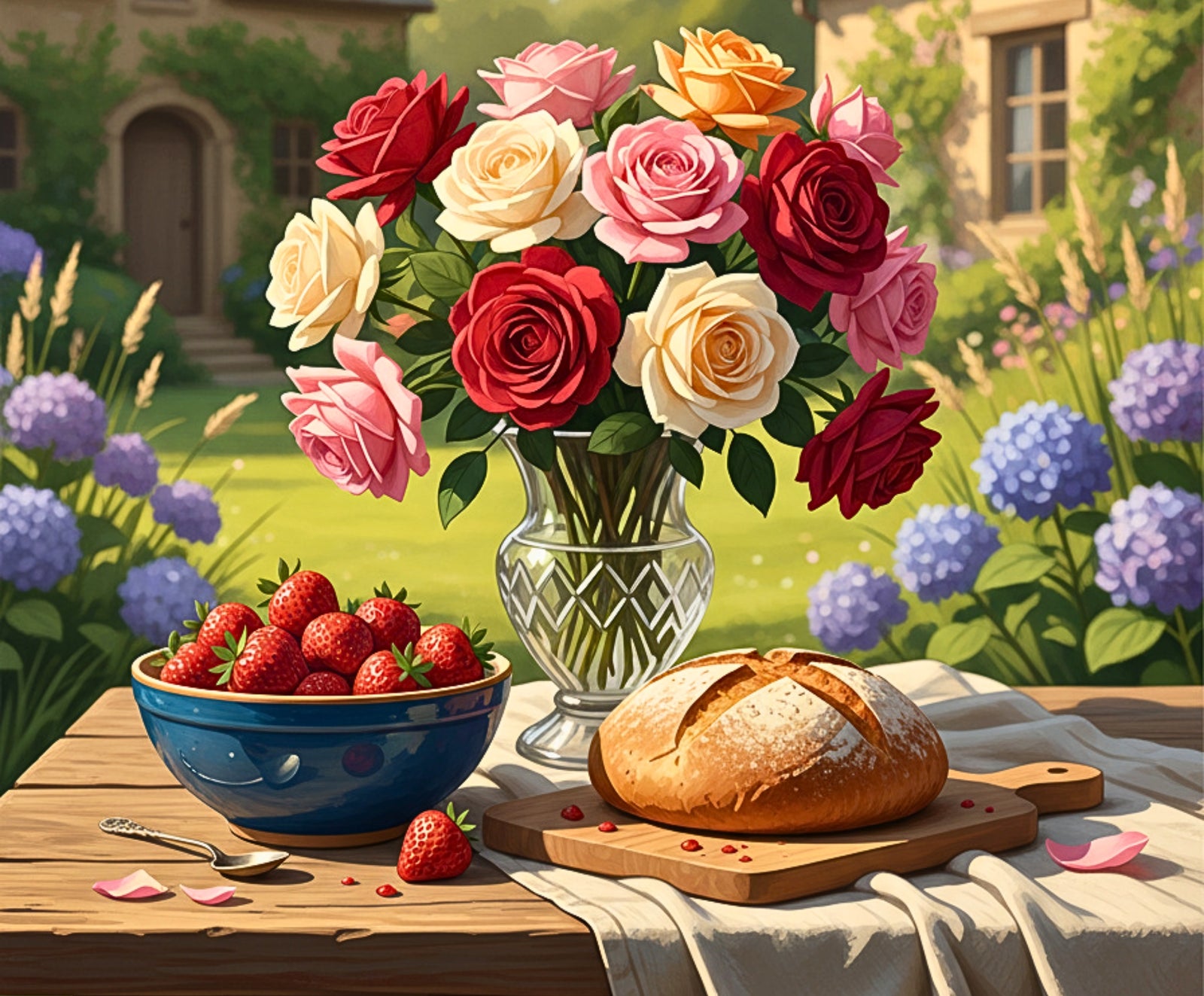 Roses And Summer Table