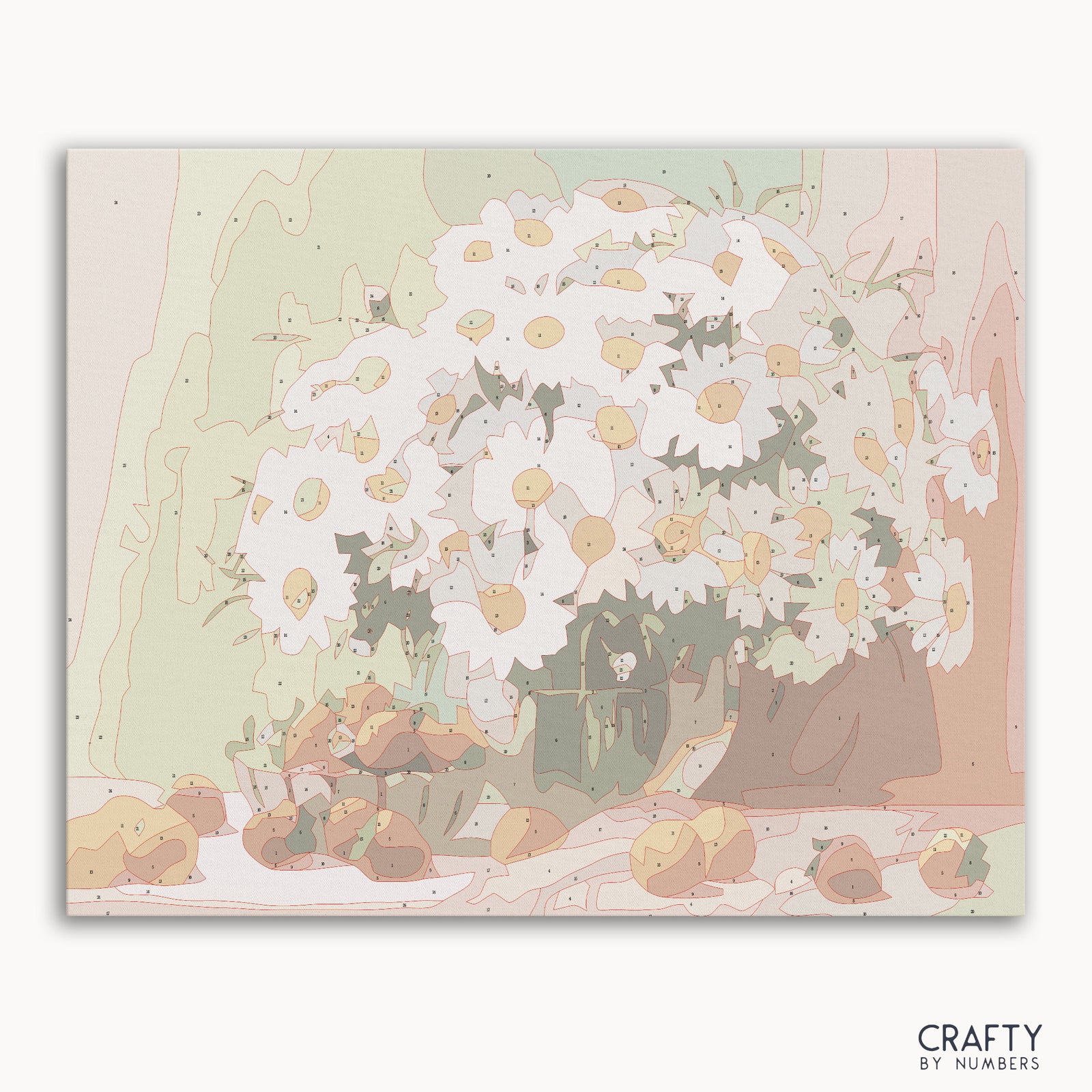 Bouquet of Daisies paint by numbers kit with canvas and paints