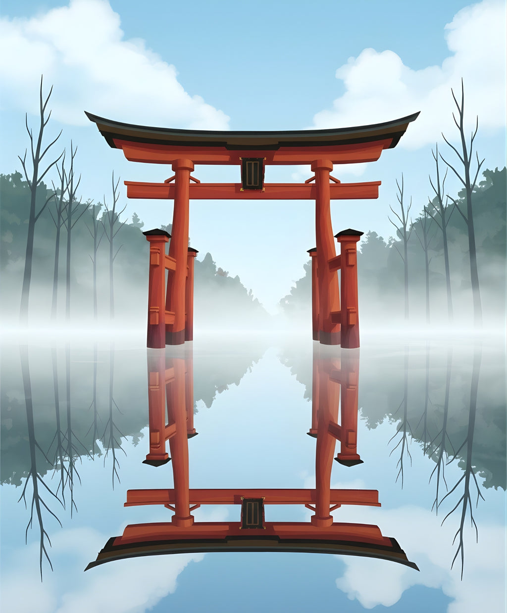 Finished Gate of Reflection paint by numbers artwork
