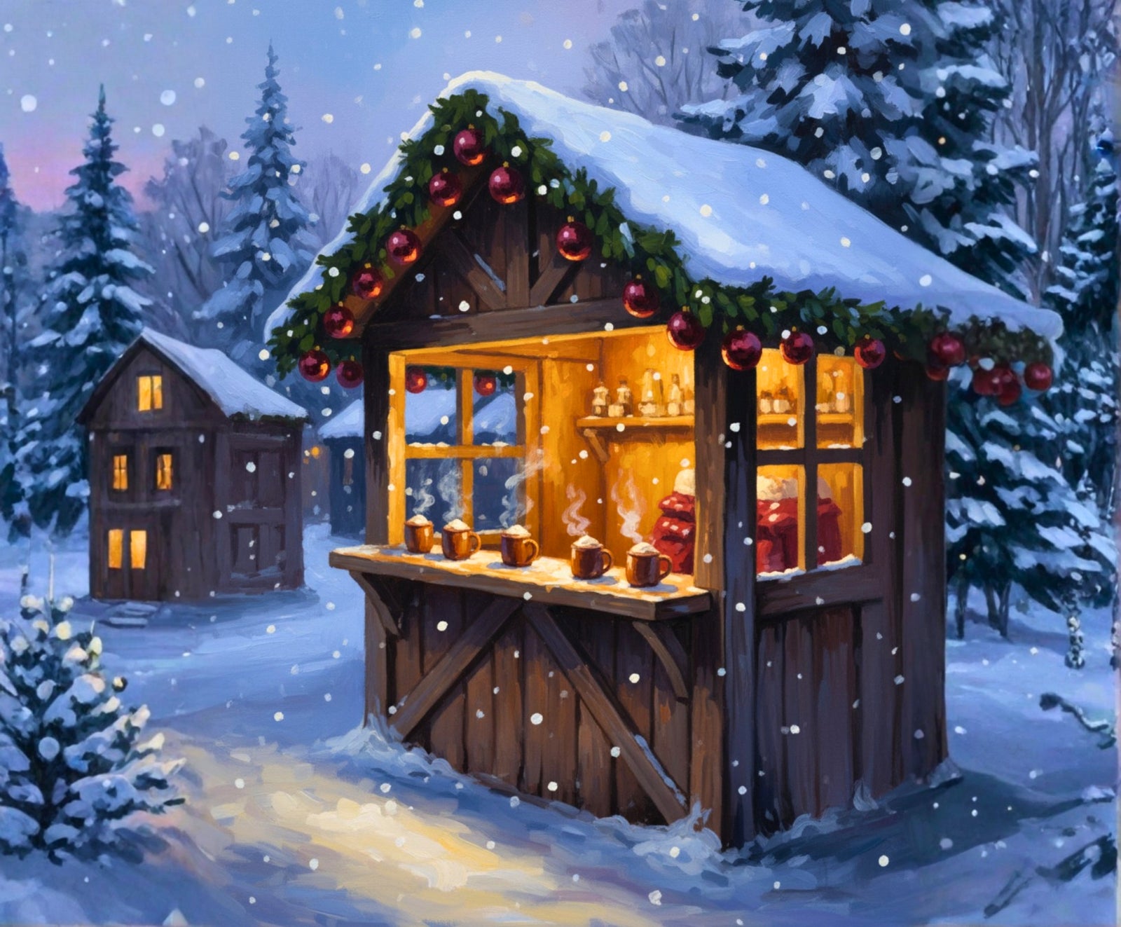 Warm Sips in Winter paint by numbers artwork