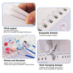 Product features including thick paper, exquisite details, paints and brushes, and wall hanging design.