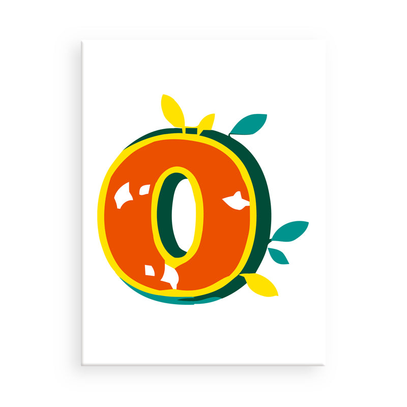Colorful letter 'O' with decorative elements on a white background