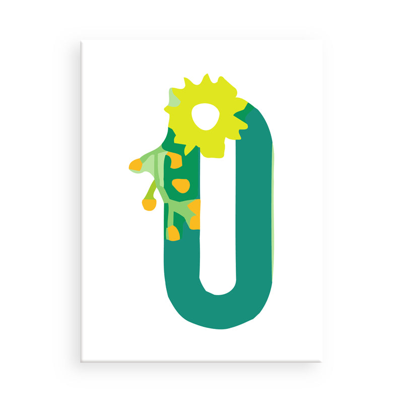 Letter 'O' with a floral design on a white background