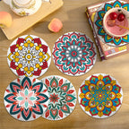 Mandala Magic Coasters design influenced by famous paintings of people with expressive facial motifs.
