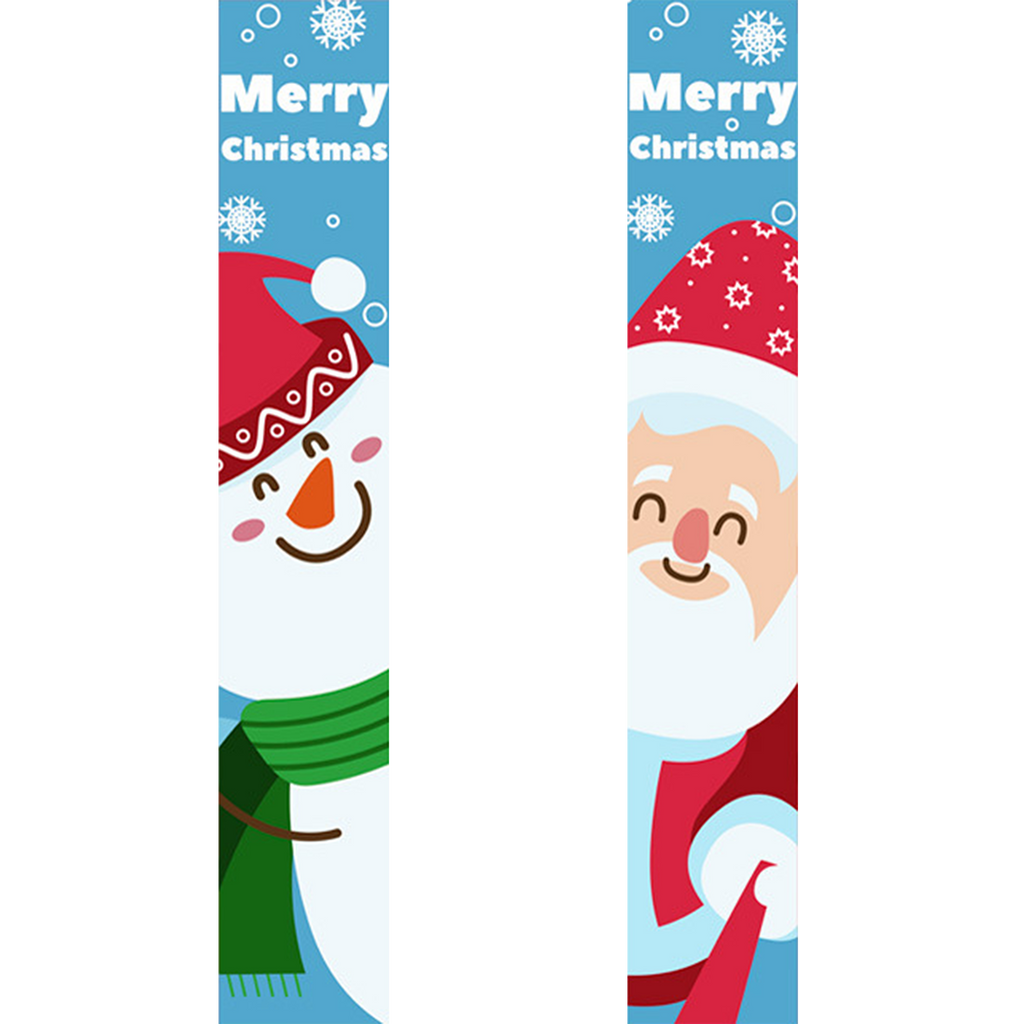 Zwei weihnachtliche Lesezeichen mit Cartoon-Figuren auf blauem Hintergrund.