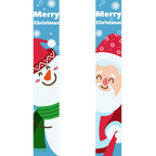 Two Christmas-themed bookmarks with cartoon characters on a blue background.