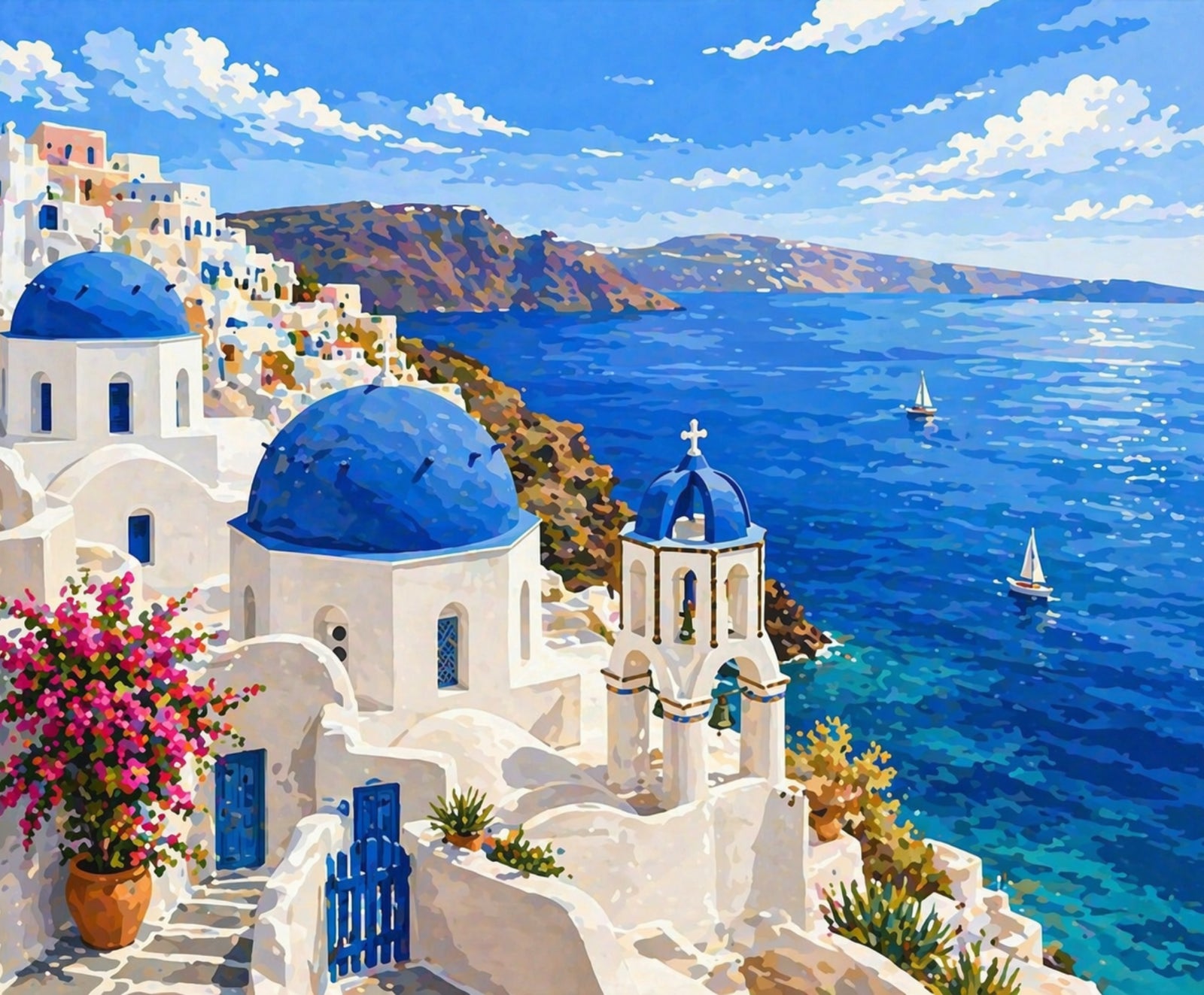 Santorini Blue Domes