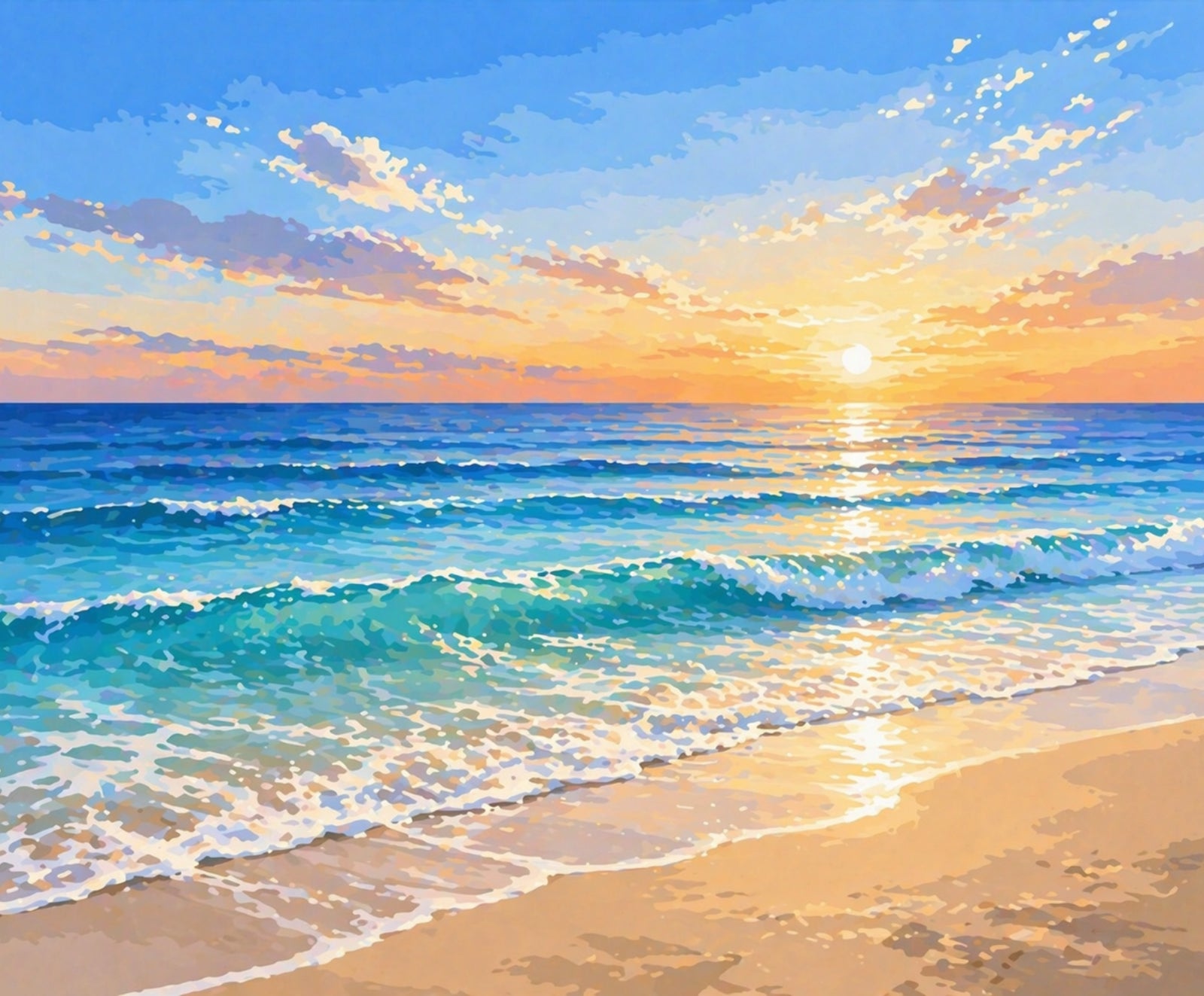 Ocean Sunset Waves