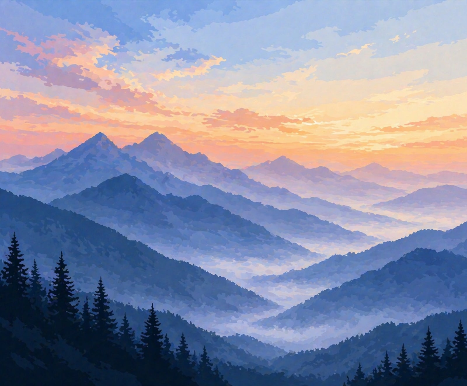 Misty Mountain Sunrise