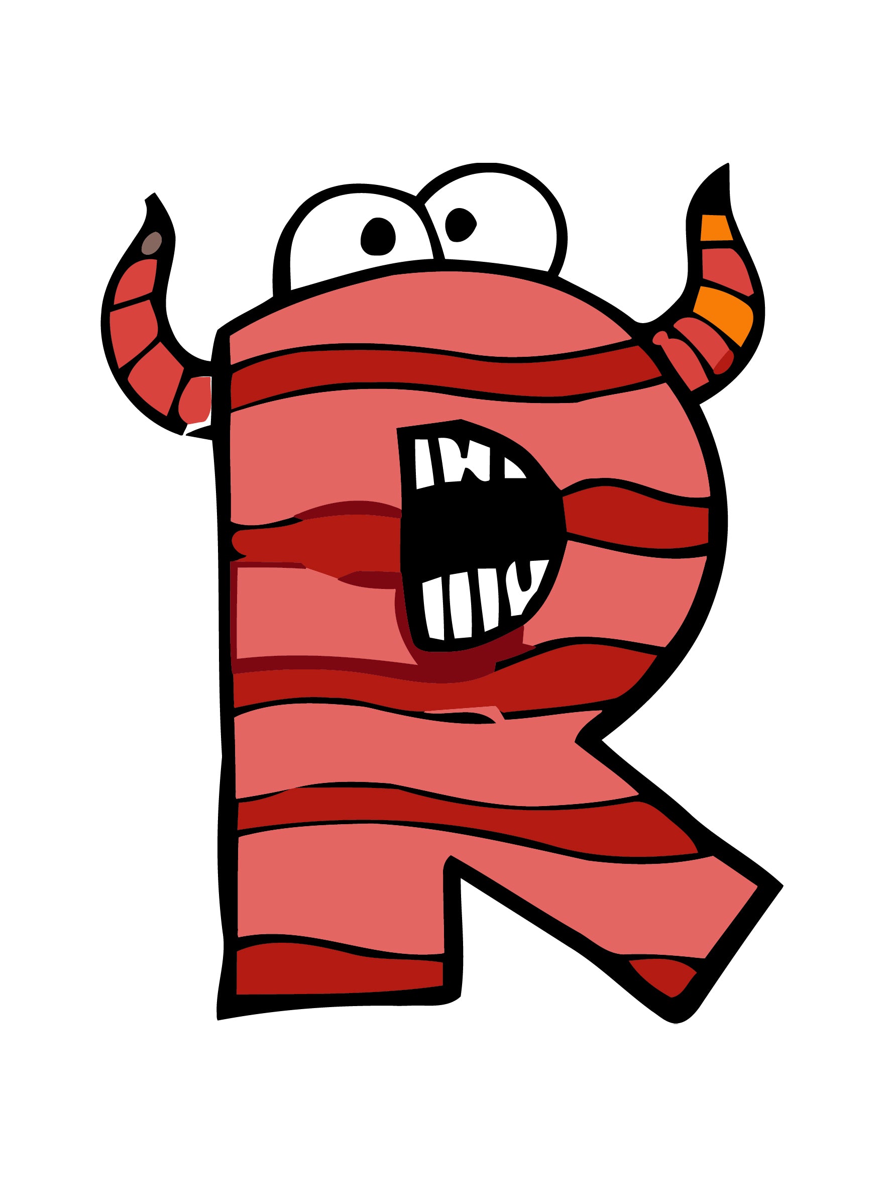 Cartoon character with a striped design on a white background