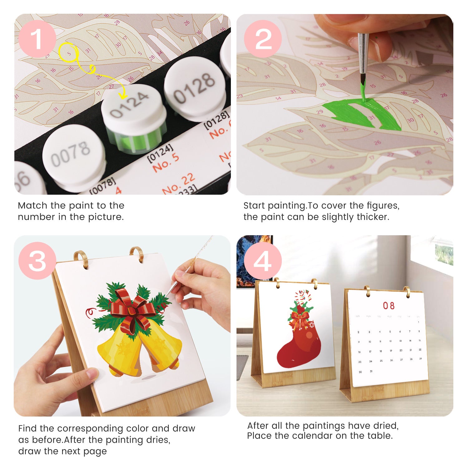 Step-by-step guide to creating a calendar with paint and numbers.