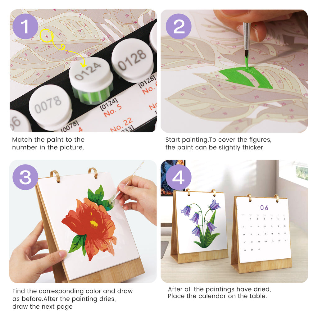 Step-by-step guide to creating a calendar with paint and numbers.
