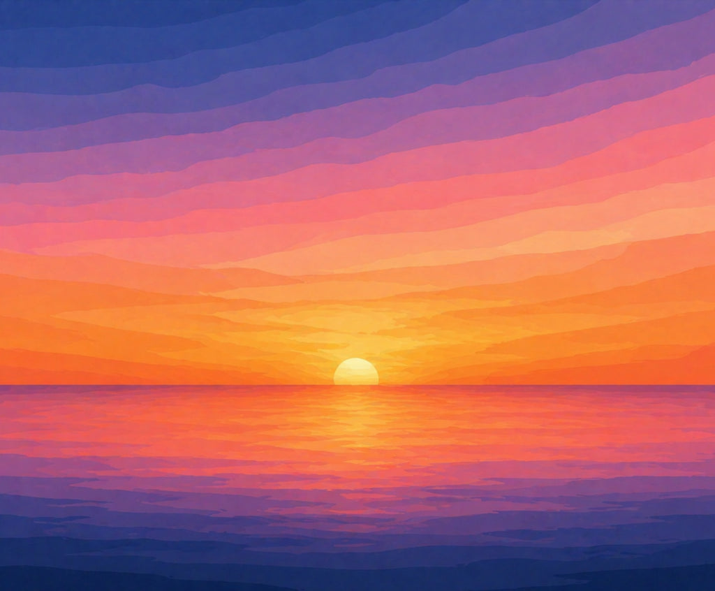 Pintura terminada de Sunset Sea por números, obra de arte