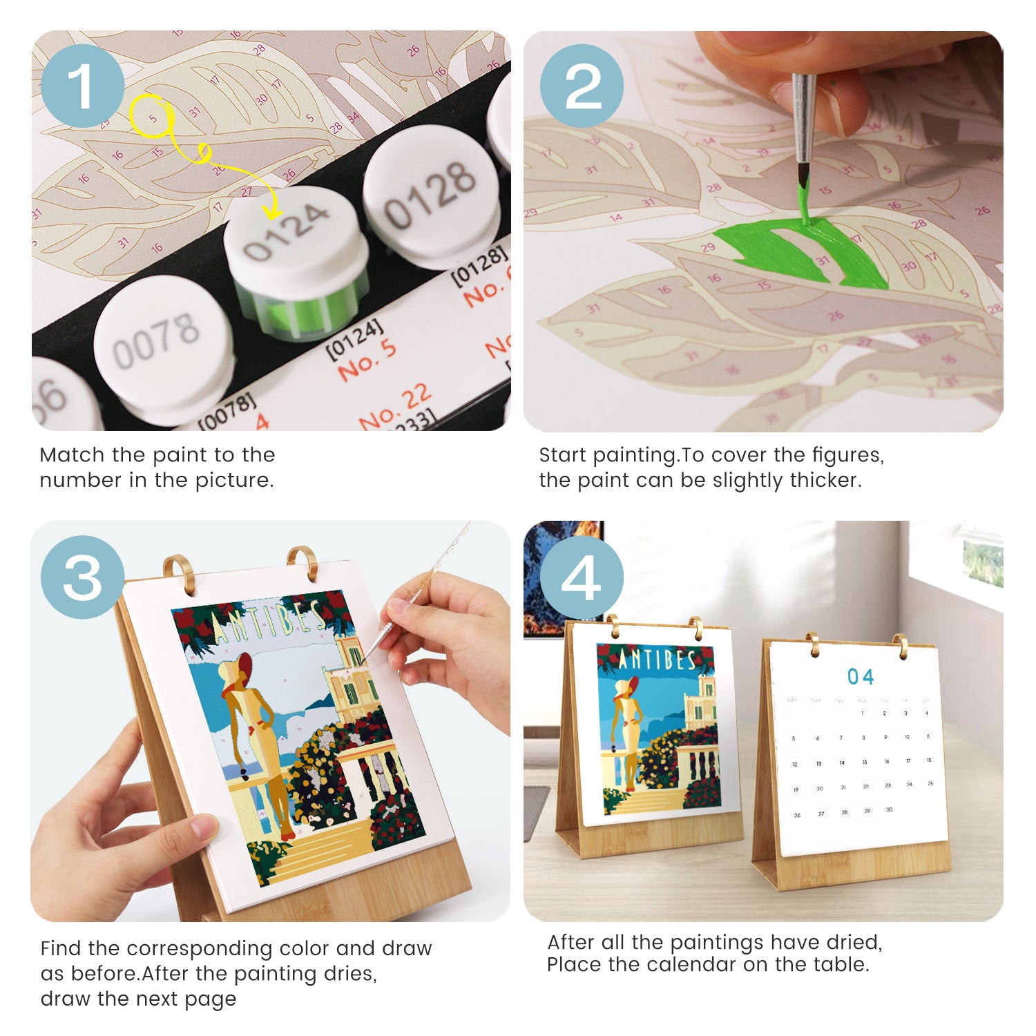 Step-by-step guide to creating a calendar with paint and numbers.