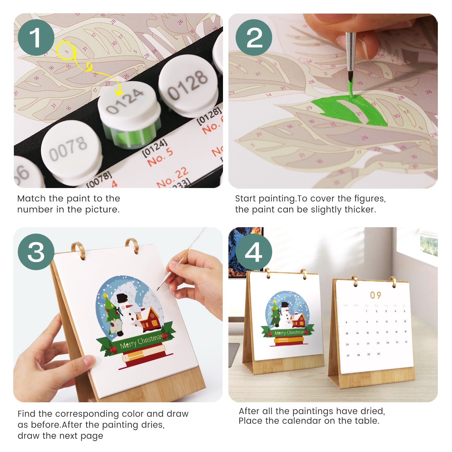 Guía paso a paso para crear un calendario DIY con pintura y números.