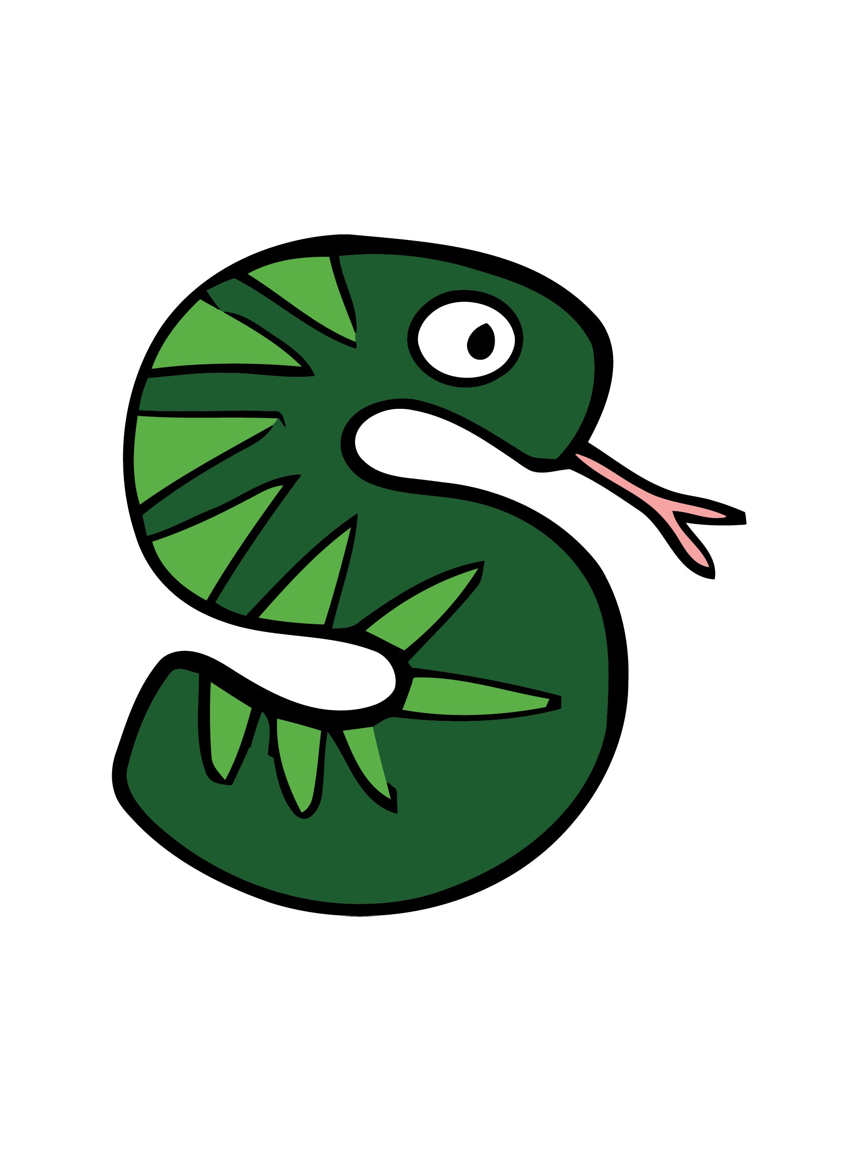 Green snake illustration on a white background