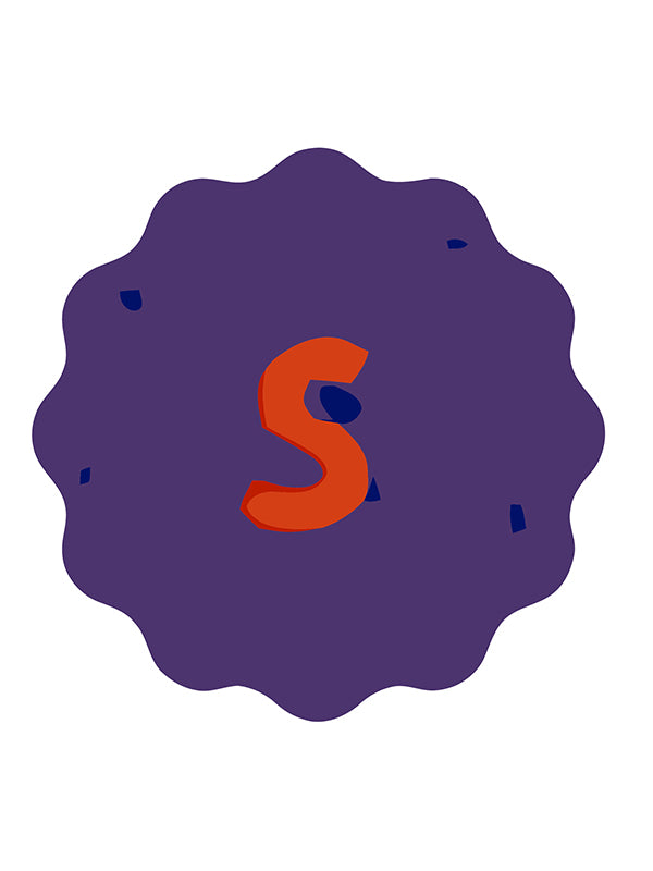 Orange 'S' logo on a purple background