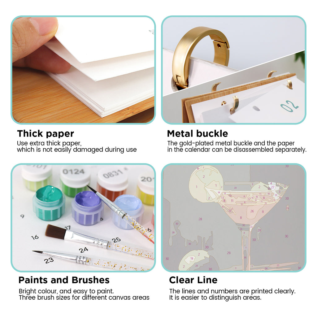 Kit de pintura por números con temática de cócteles con diversión creativa y relajante.