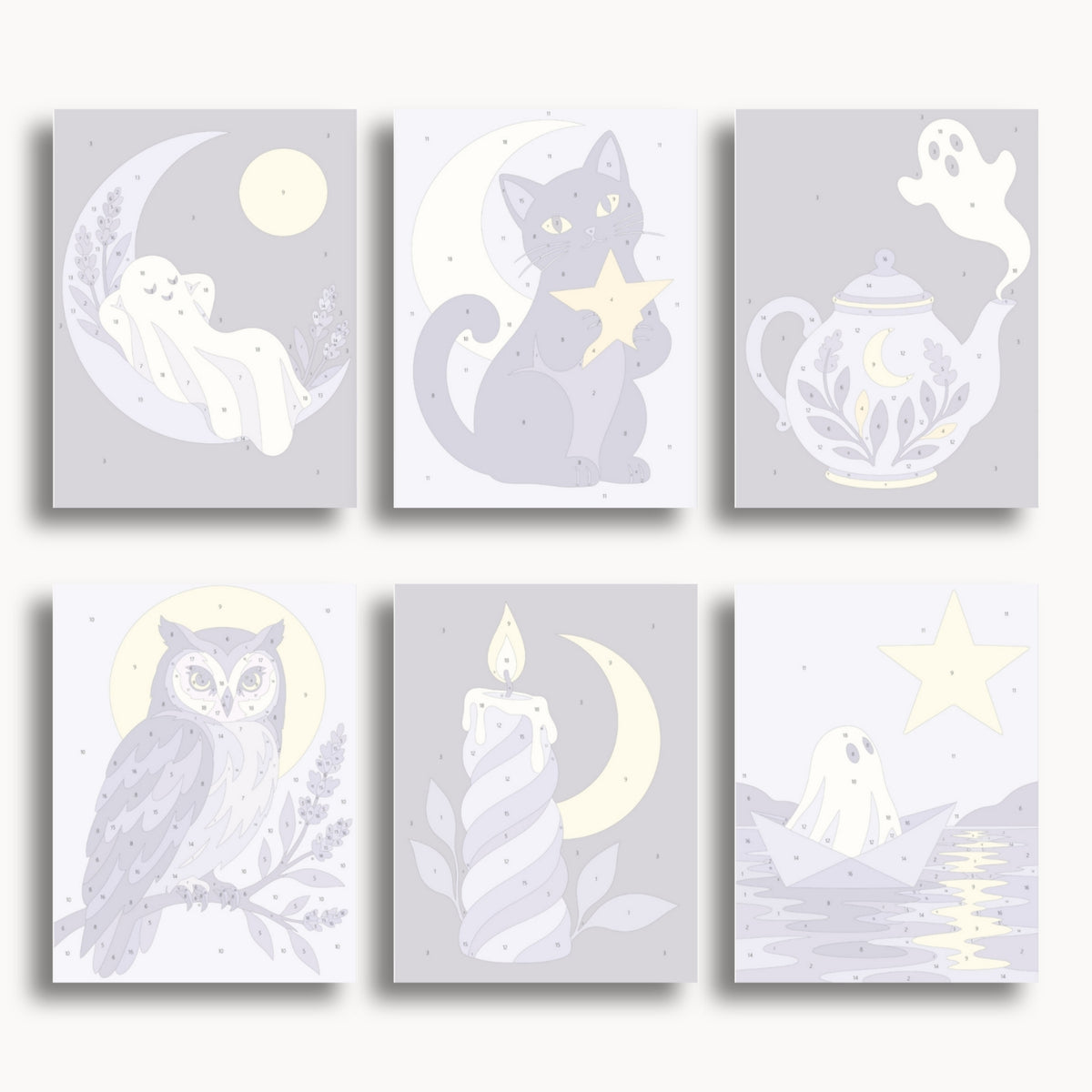 Mystical Moonlight Ghosts Mini Paint By Numbers Set